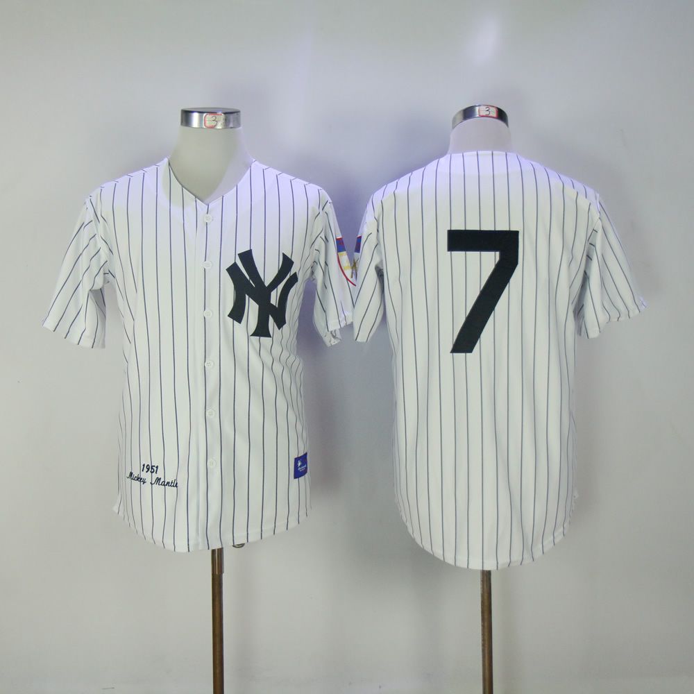 Men New York Yankees #7 No name White MLB Jerseys->new york yankees->MLB Jersey